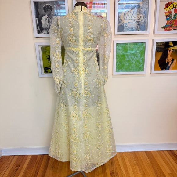 Vintage 60s Sheer Floral Maxi Dress 🌼: - Picture 2 of 10